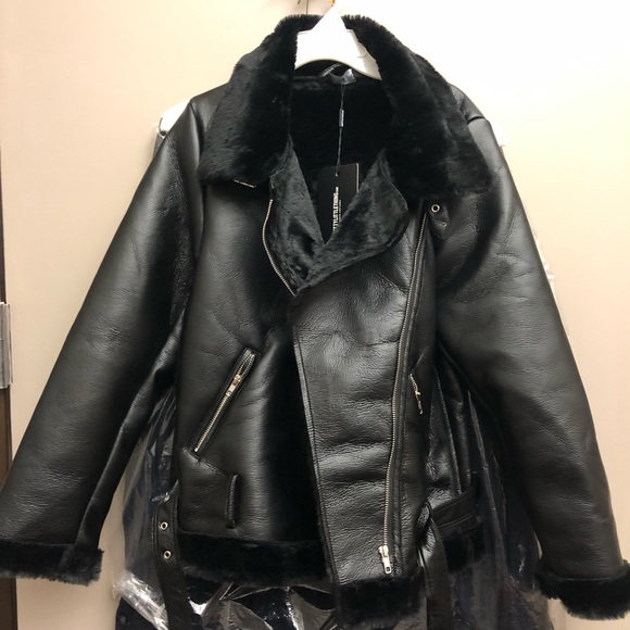 black aviator jacket pretty little thing